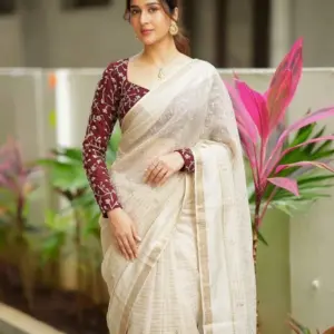 Pure Viscose party wear saree With Velvet shine adorned with sequence work Blouse