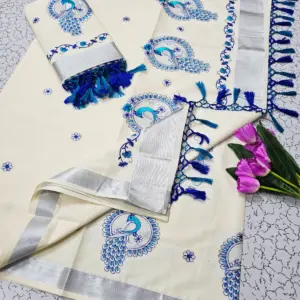 Cotton Embroidered Saree with Blouse – Design 2