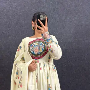 Cotton Venkatagiri Animal Print Anarkali Sets