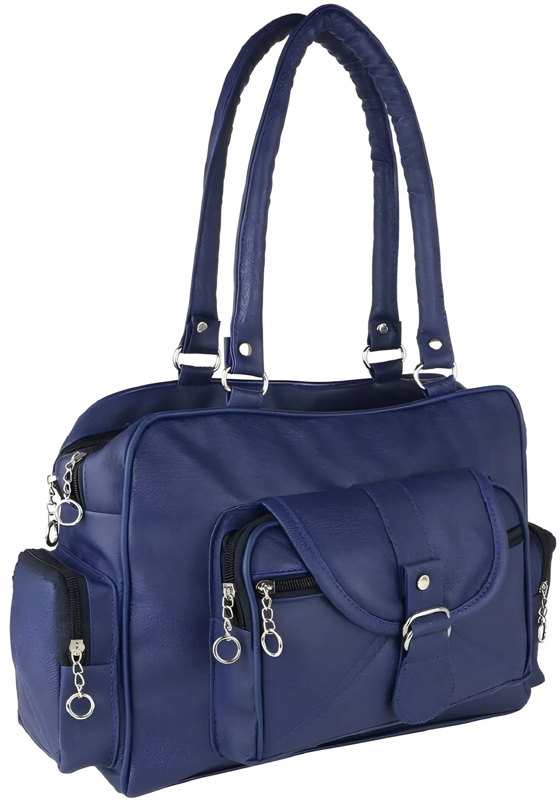 Women's Handbag with Golden Accessories & Fur Charm | Perfect for Work, Shopping & Parties