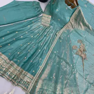Fendy Silk Embroidered Gown Set