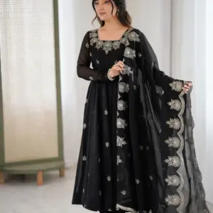 Elegant Embroidery Sequence Designer Anarkali Three Piece Set