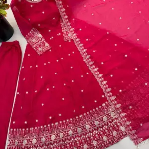 Crunchy Silk Embroidered Gown Set
