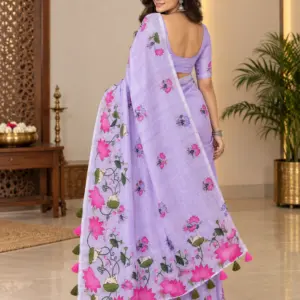 Linen Printed Saree with Blouse
