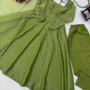 Designer Gown with Pent Set Elegant Ethnic Wear Crafted in Classy Tones with Premium Fabric