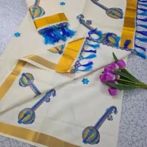 Cotton Embroidered Saree with Blouse