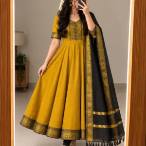 Silk Cotton Anarkali Set