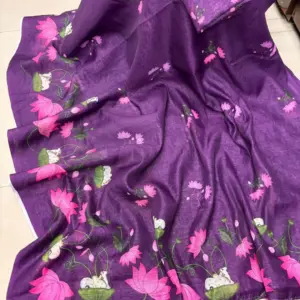 Linen Printed Saree with Blouse