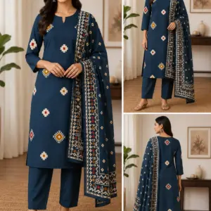 Women's Cotton 3-Piece Kurti Set – Design 2