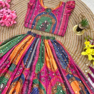 Chinon Silk Lehenga Choli for Kids