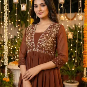 Ready to wear gown with embroidery and hand work