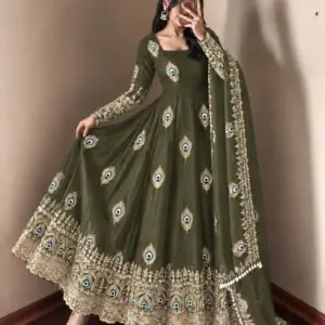 Fendy Silk Embroidered Gown