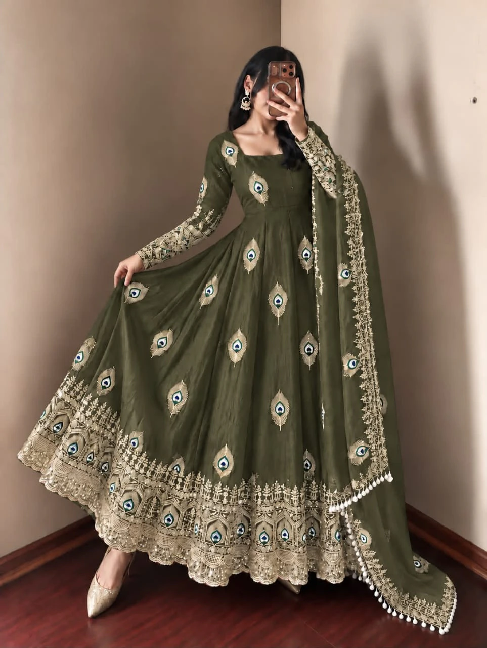 Fendy Silk Embroidered Gown