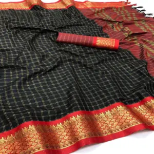 Arani Pattu Silk Checked Sarees with Zari Border