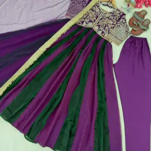 Silk Embroidered Gown Set