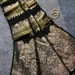 Insta Viral Khadi Crepe Silk Paithani Saree With Blouse Piece