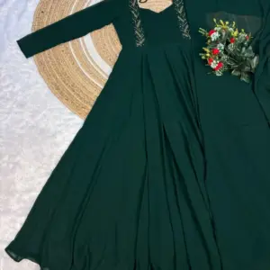 Faux Georgette Pintuck Gown