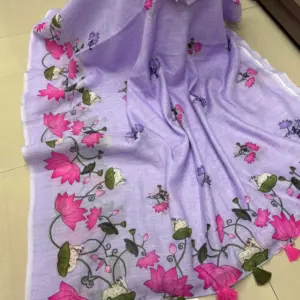 Linen Printed Saree with Blouse