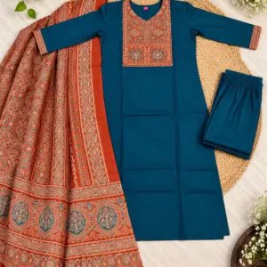 Cotton Ajrakh Print Kurta Set – Design 2