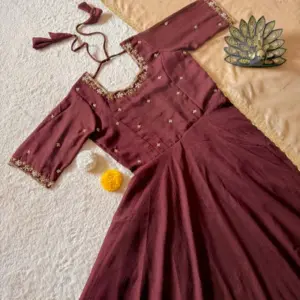 Vichitra Silk Gown with Dupatta