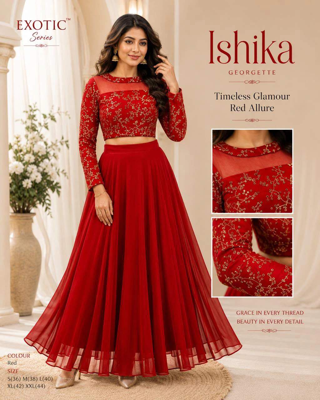 Georgette Embroidered Lehenga Set