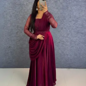 Exclusive party wear 3 in 1 style gown outfit