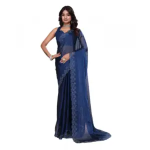 Women's Jimmy Choo Embellished Saree with Blouse – Blue