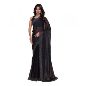Women's Jimmy Choo Embellished Saree with Blouse – Black