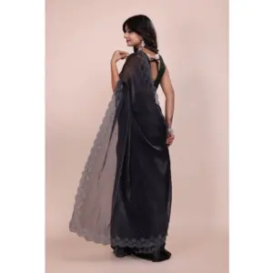Women's Jimmy Choo Embellished Saree with Blouse – Black