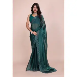 Women's Jimmy Choo Embellished Saree with Blouse – Green