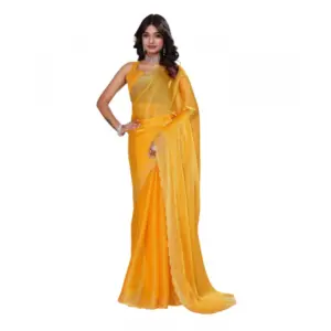 Women's Jimmy Choo Embellished Saree with Blouse – Mustard