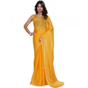 Women's Jimmy Choo Embellished Saree with Blouse – Mustard
