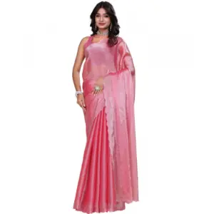 Women's Jimmy Choo Embellished Saree with Blouse – Pink