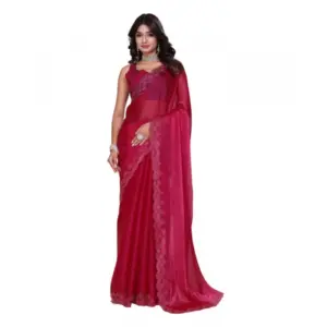 Women's Jimmy Choo Embellished Saree with Blouse – Red