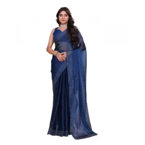 Women's Jimmy Choo Embellished Saree with Blouse – Blue
