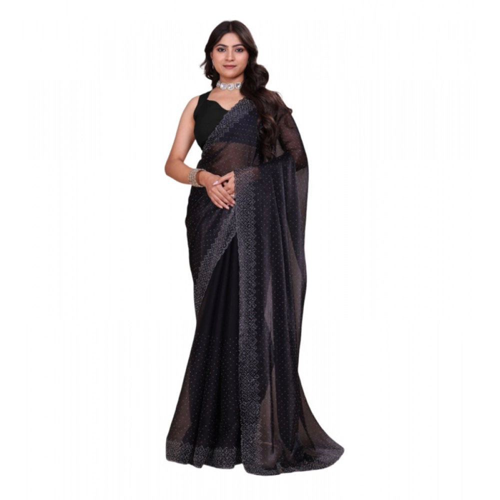 Women's Jimmy Choo Embellished Saree with Blouse – Black