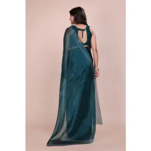 Women's Jimmy Choo Embellished Saree with Blouse – Green
