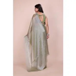Women's Jimmy Choo Embellished Saree with Blouse – Light Green