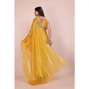 Women's Jimmy Choo Embellished Saree with Blouse – Mustard