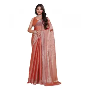 Women's Jimmy Choo Embellished Saree with Blouse – Orange
