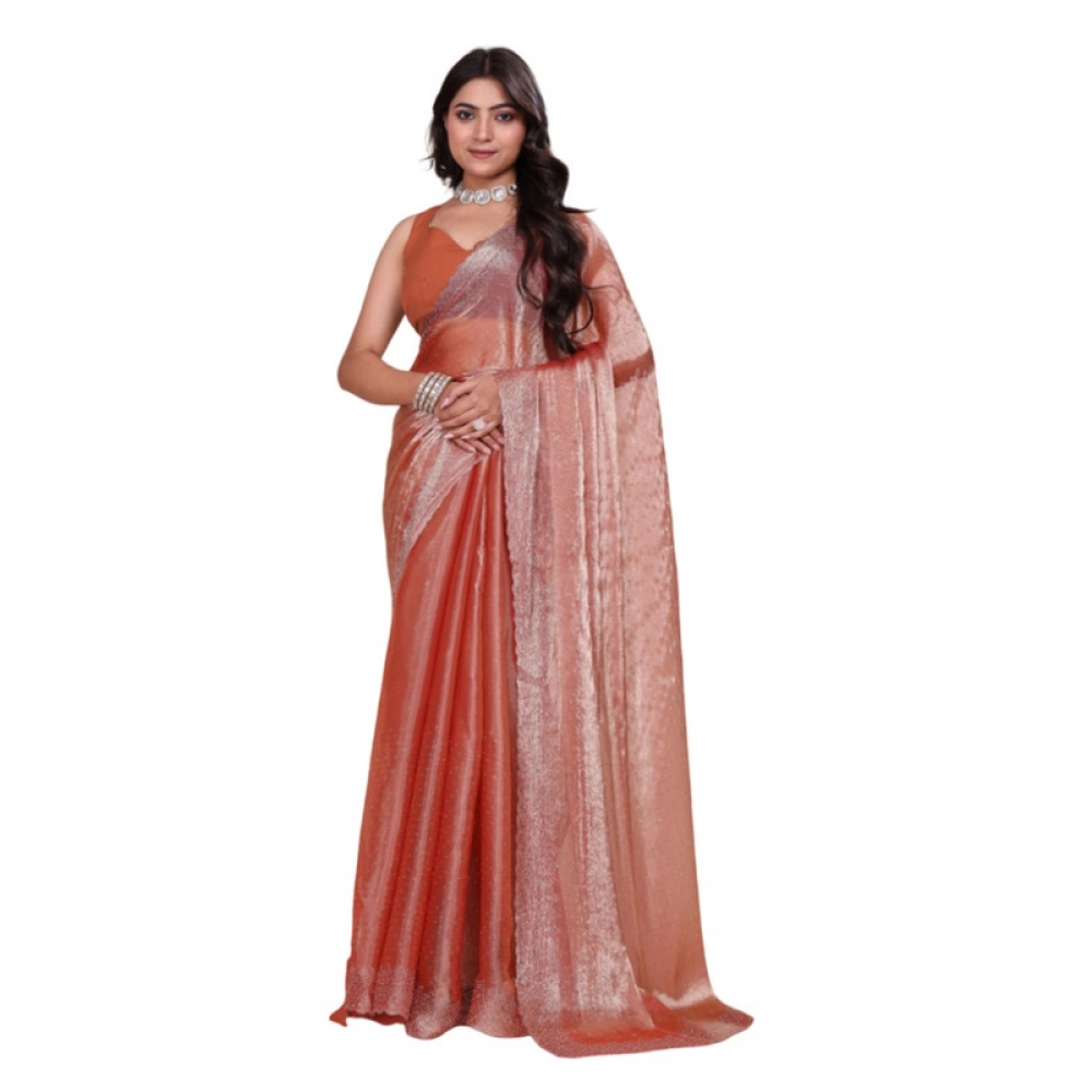 Women's Jimmy Choo Embellished Saree with Blouse – Orange