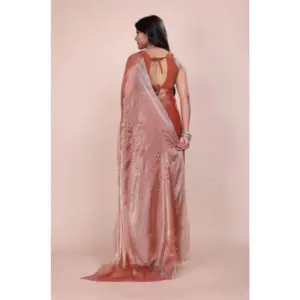Women's Jimmy Choo Embellished Saree with Blouse – Orange
