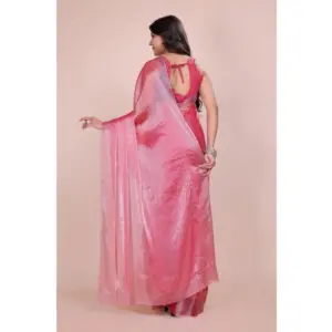Women's Jimmy Choo Embellished Saree with Blouse – Pink