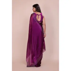 Women's Jimmy Choo Embellished Saree with Blouse – Purple