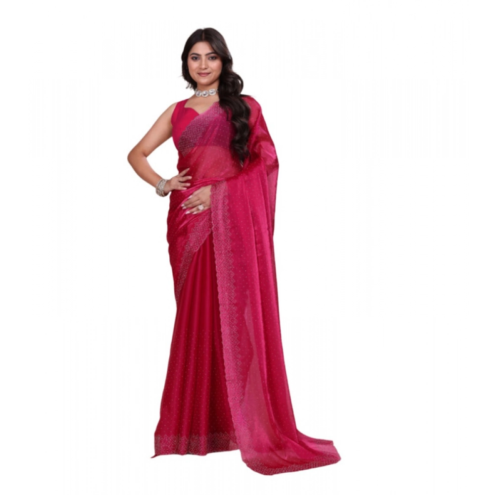 Women's Jimmy Choo Embellished Saree with Blouse – Red