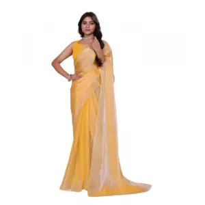 Women's Jimmy Choo Embellished Saree with Blouse – Yellow