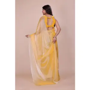Women's Jimmy Choo Embellished Saree with Blouse – Yellow