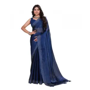Women's Jimmy Choo Embellished Saree with Blouse – Blue