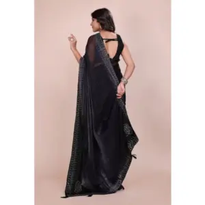 Women's Jimmy Choo Embellished Saree with Blouse – Black