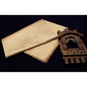 Women's Litchi Silk Printed Saree with Blouse – Gold